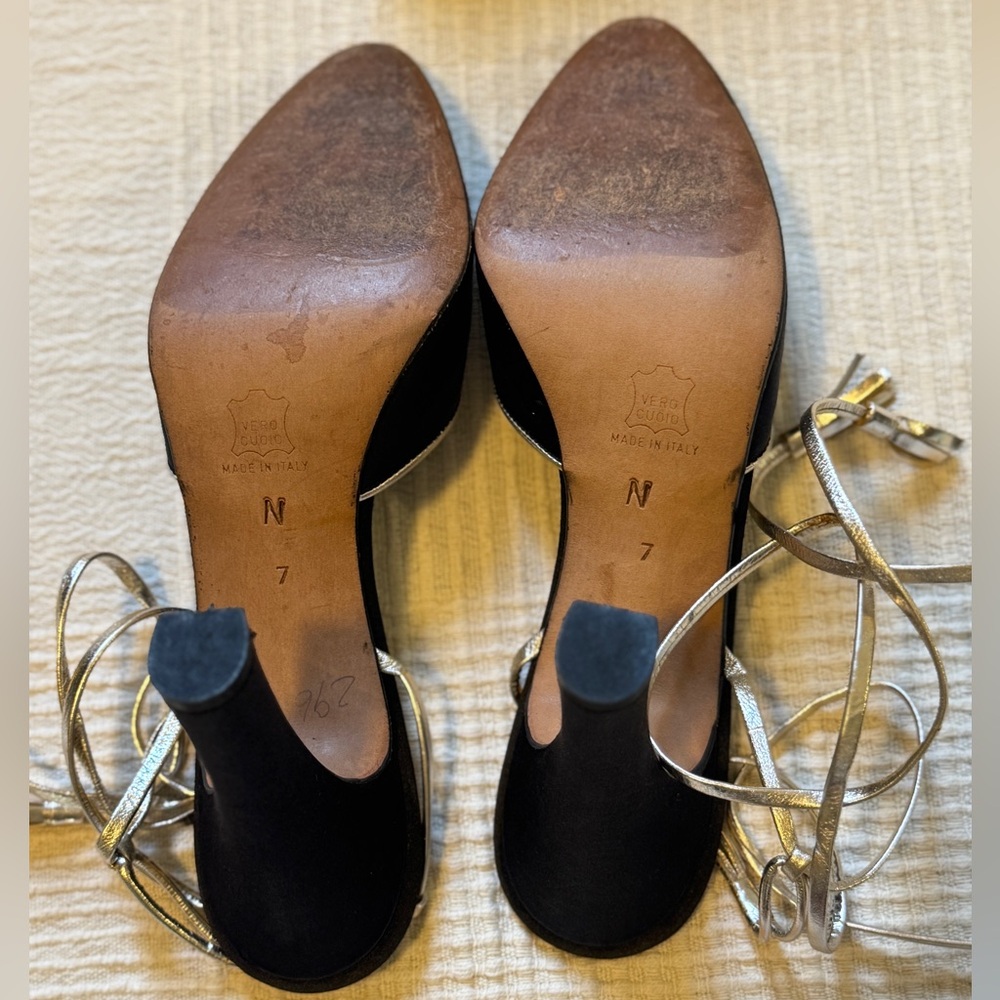 Vintage YSL Yves Saint Laurent Black Satin Wrap Heel - Size 7N - Picture 8 of 11